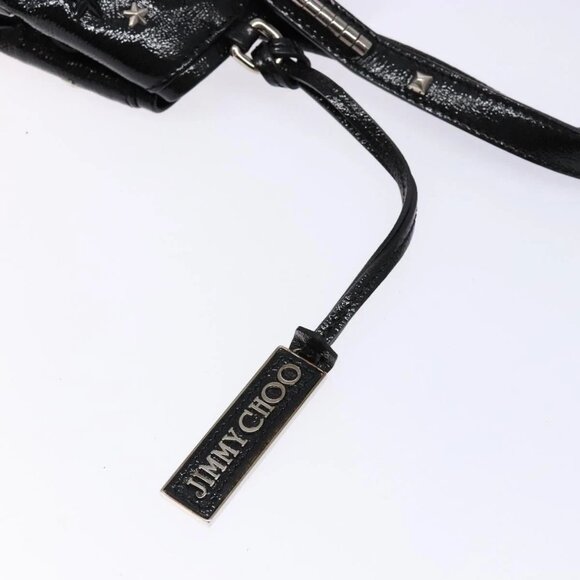 Jimmy Choo Studs Tote Bag Patent leather Black Silver Auth BA5147 - Picture 9 of 16